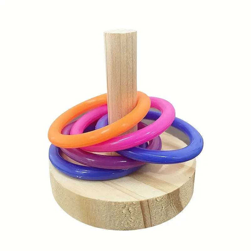 Delightful Wooden Parrot Ring Toy