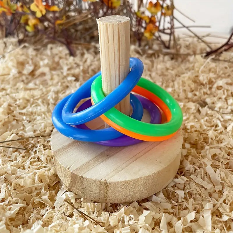 Delightful Wooden Parrot Ring Toy