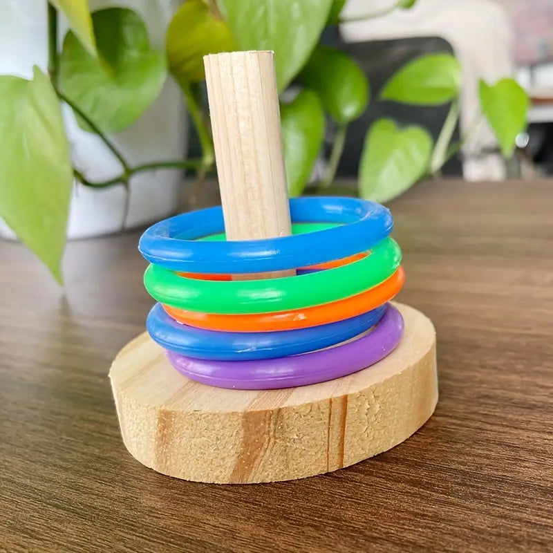 Delightful Wooden Parrot Ring Toy