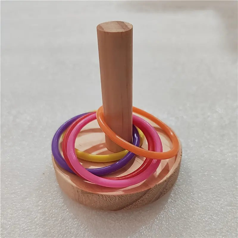 Delightful Wooden Parrot Ring Toy