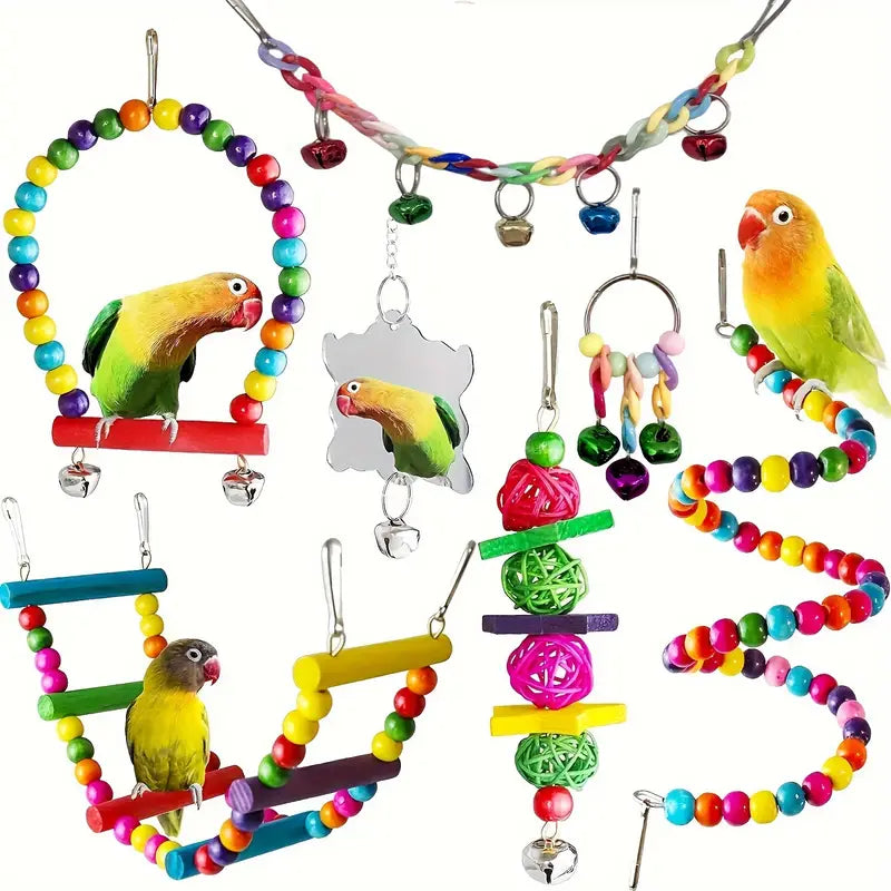 7pcs Colorful Bird Toy Set