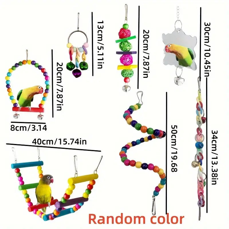 7pcs Colorful Bird Toy Set