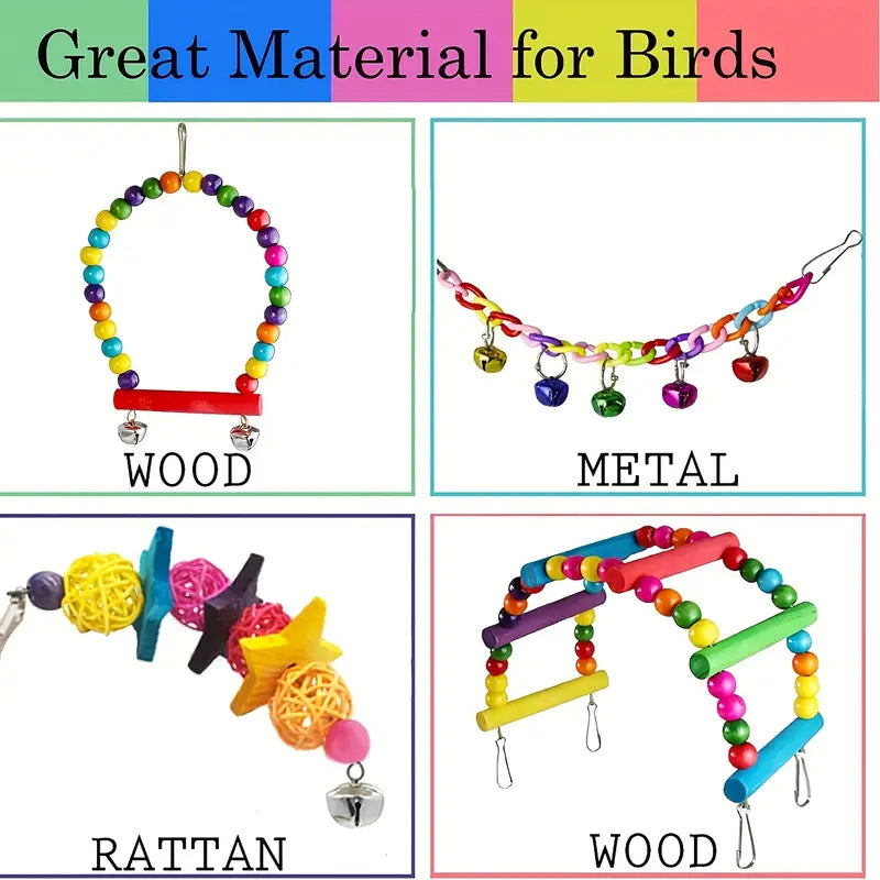 7pcs Colorful Bird Toy Set