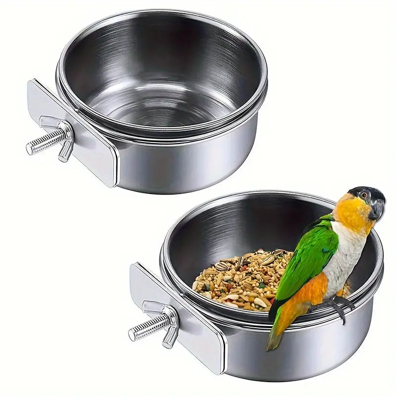 2pcs Sturdy Bird Parrot Feeder Water Cage Bowls