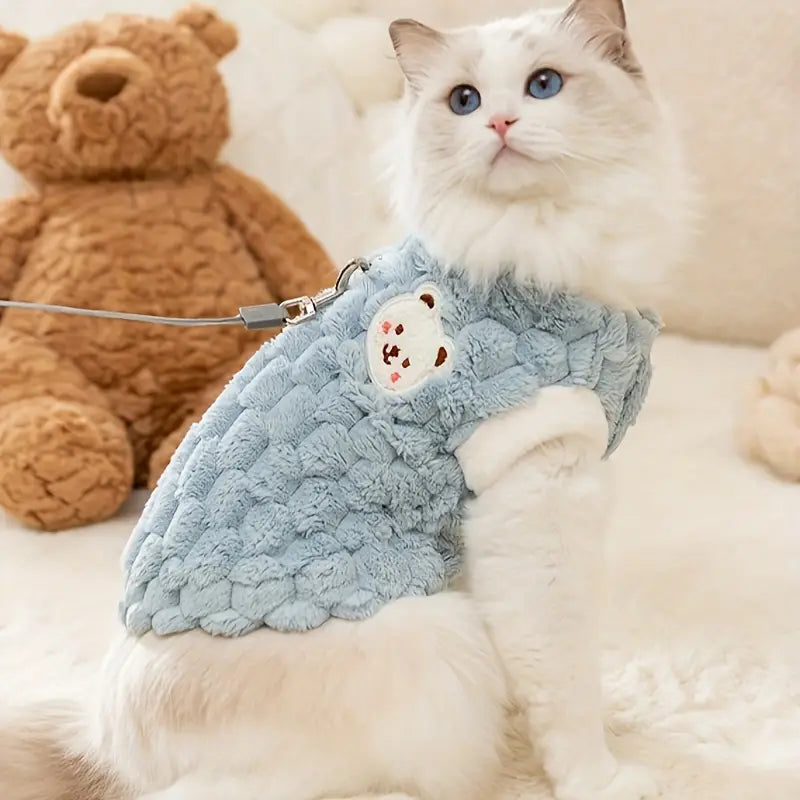 Bear-Graphic Fleece Cat Vest