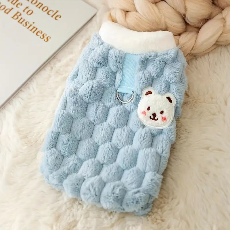 Bear-Graphic Fleece Cat Vest