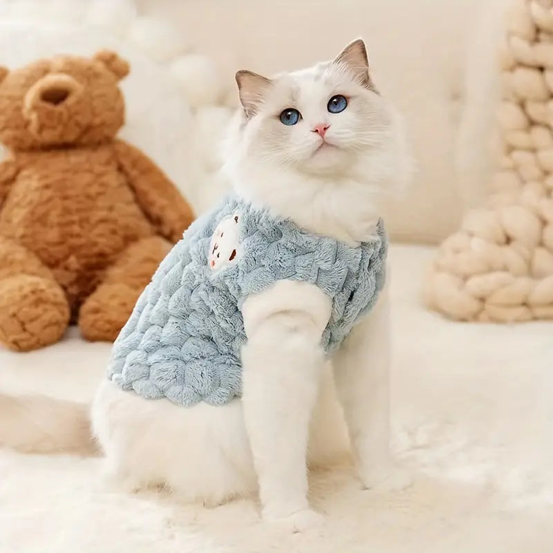 Bear-Graphic Fleece Cat Vest