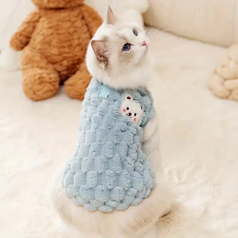 Bear-Graphic Fleece Cat Vest