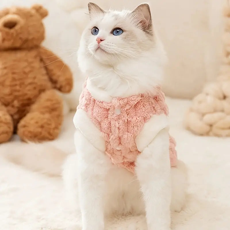 Bear-Graphic Fleece Cat Vest
