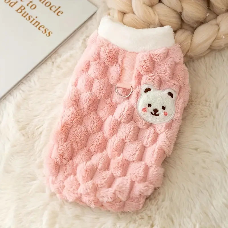 Bear-Graphic Fleece Cat Vest