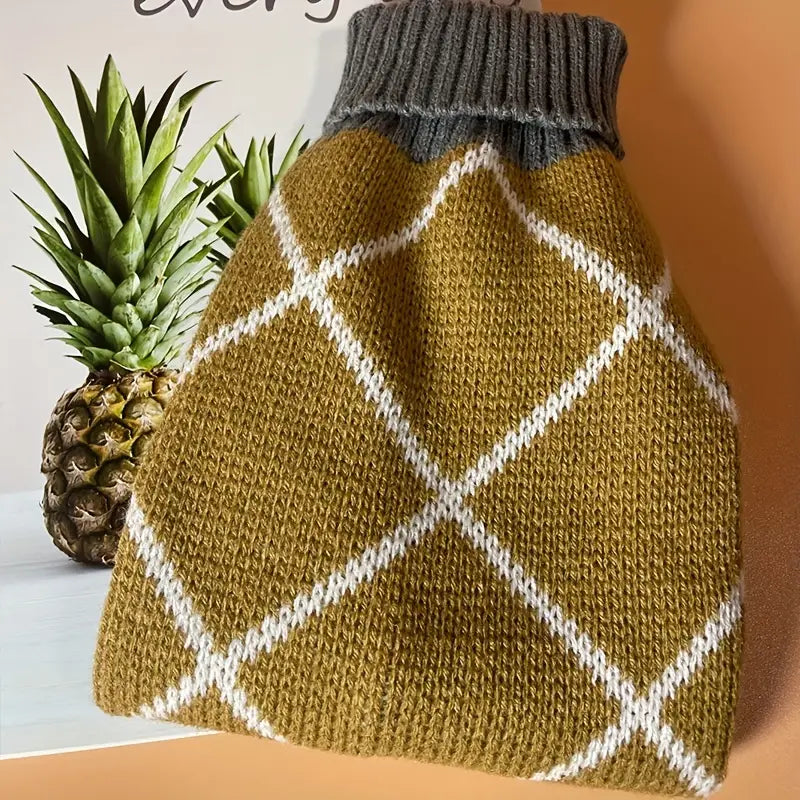 CozyChic Khaki Diamond Pattern Pet Sweater