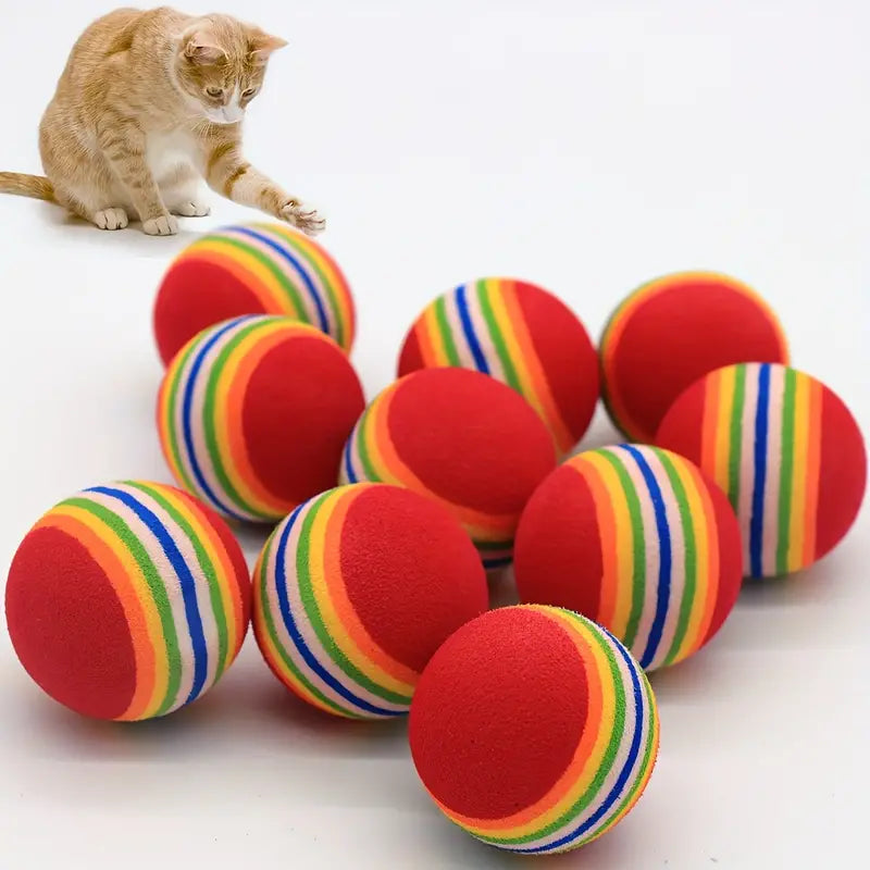 10PCS Rainbow Foam Ball Cat Teaser
