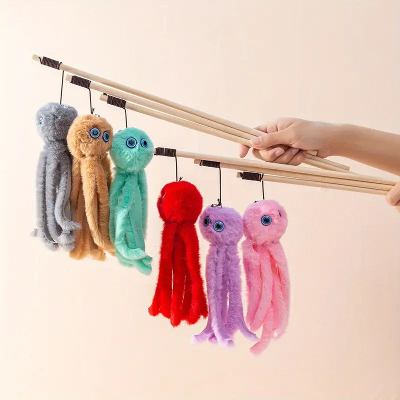Colorful Plush Octopus Cat Toy