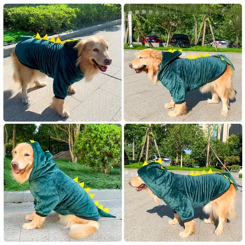 Dinosaur Design Pet Thickened Fleece Hoodie