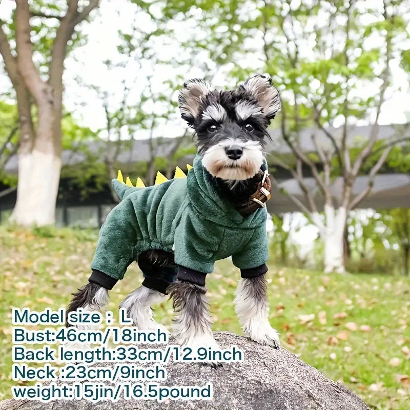 Dinosaur Design Pet Thickened Fleece Hoodie
