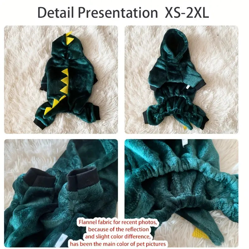 Dinosaur Design Pet Thickened Fleece Hoodie