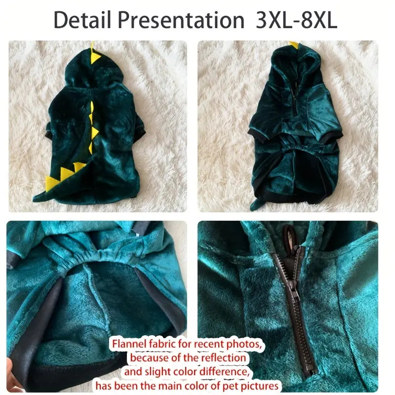 Dinosaur Design Pet Thickened Fleece Hoodie