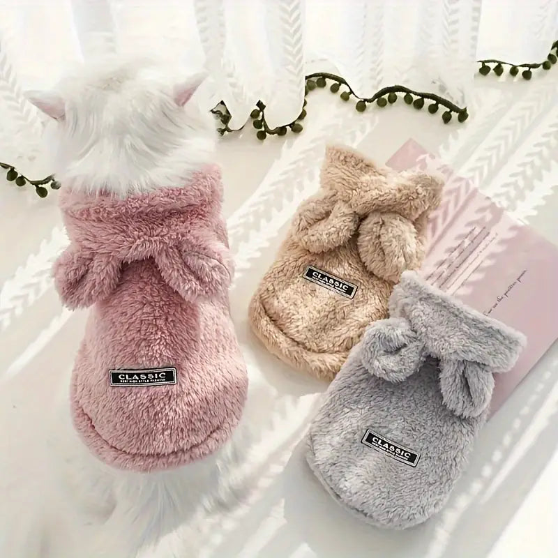 Cozy Rabbit Ear Fleece Dog Coat