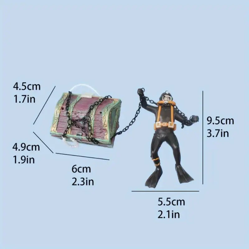 Treasure Chest Diver Aquarium Decoration