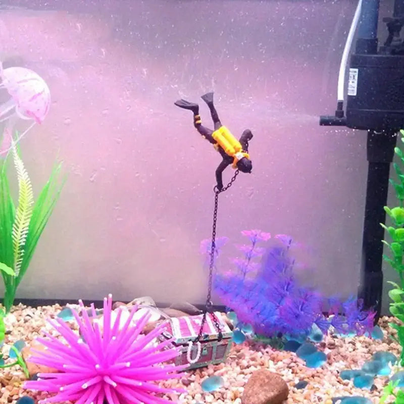 Treasure Chest Diver Aquarium Decoration