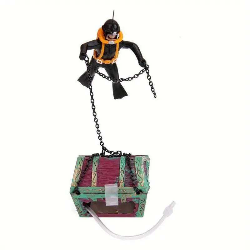 Treasure Chest Diver Aquarium Decoration