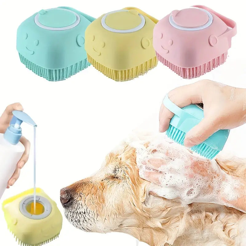 Pet Shampoo Silicon Brush