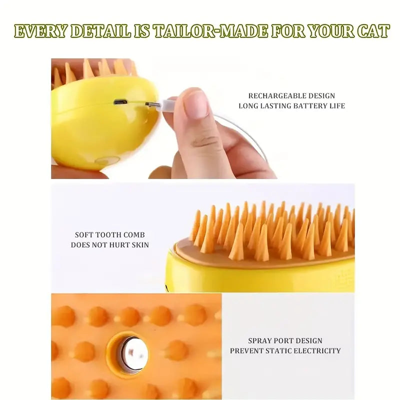 3 in 1 self-cleaning Massage Comb - USB Charging