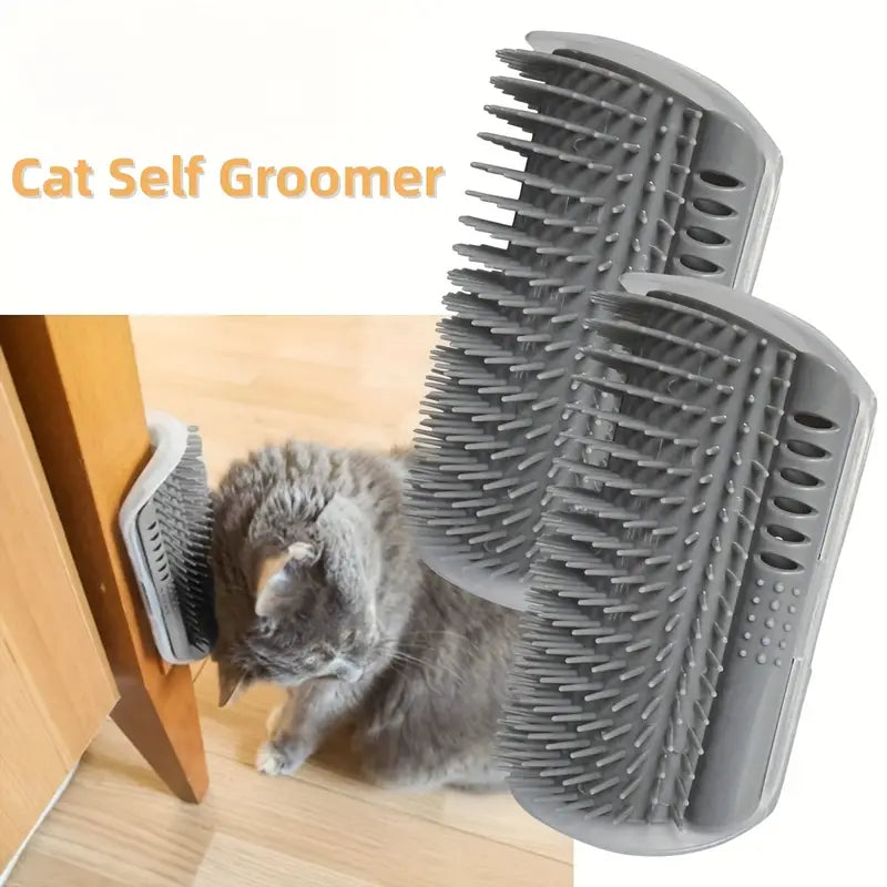 Wall-Mounted Cat Self Groomer with Massage Comb Brush