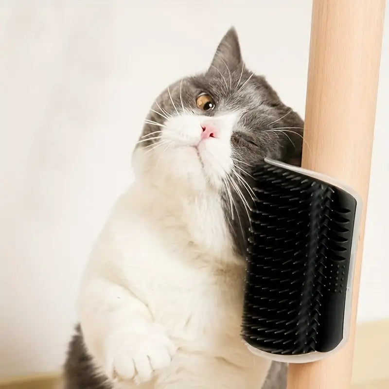 Wall-Mounted Cat Self Groomer with Massage Comb Brush
