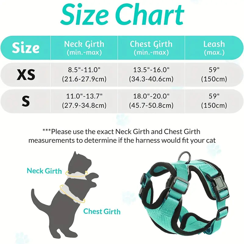 Escape-Proof Soft Adjustable Cat Harness & Leash
