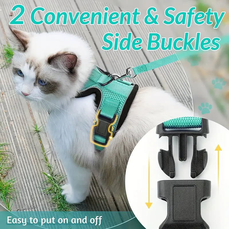 Escape-Proof Soft Adjustable Cat Harness & Leash