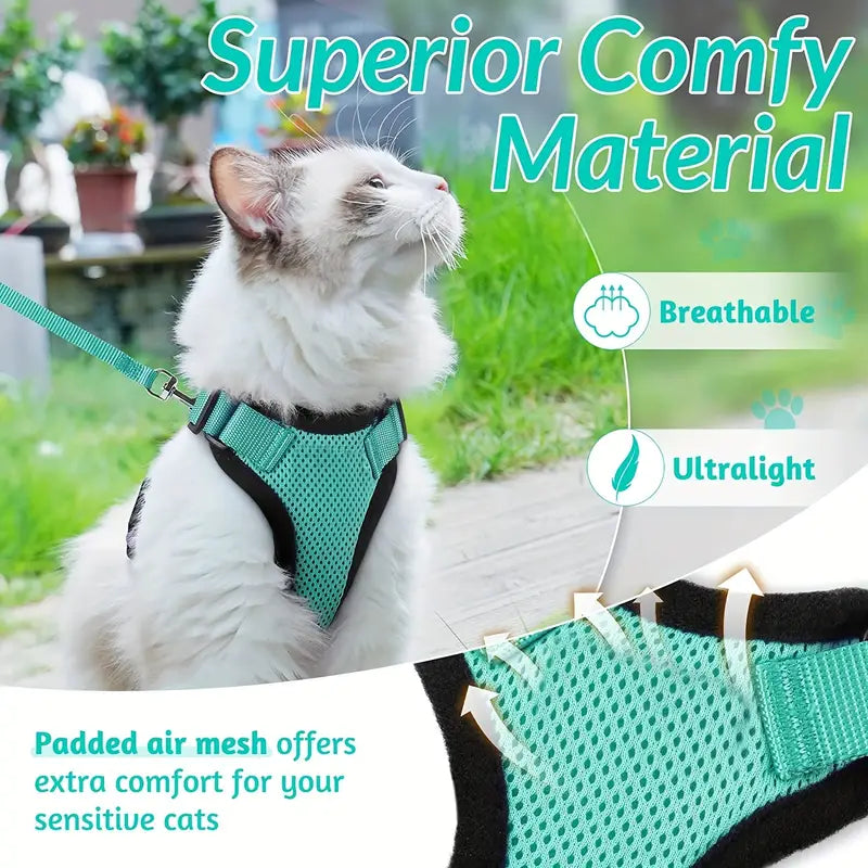 Escape-Proof Soft Adjustable Cat Harness & Leash