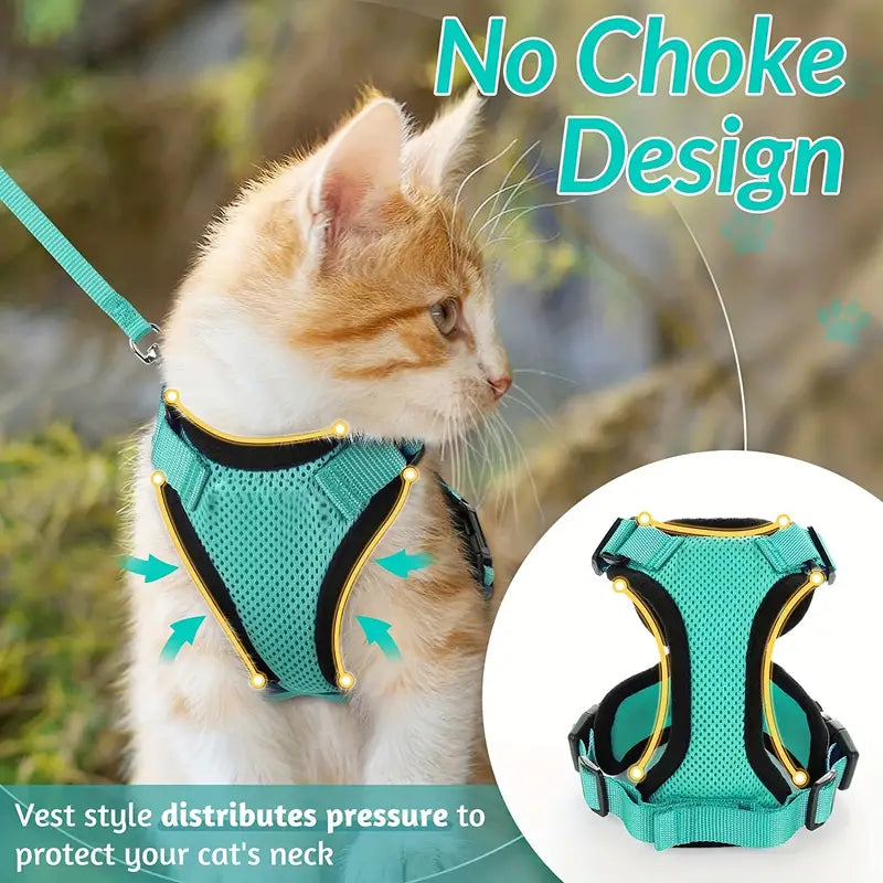 Escape-Proof Soft Adjustable Cat Harness & Leash