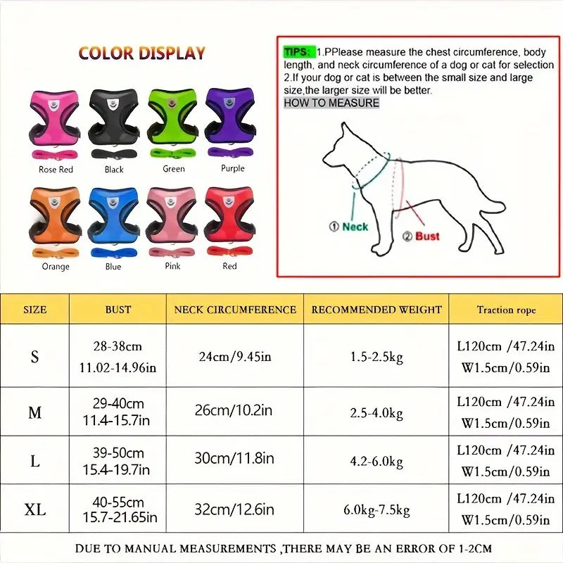 Mesh Dog Harness & Leash Set