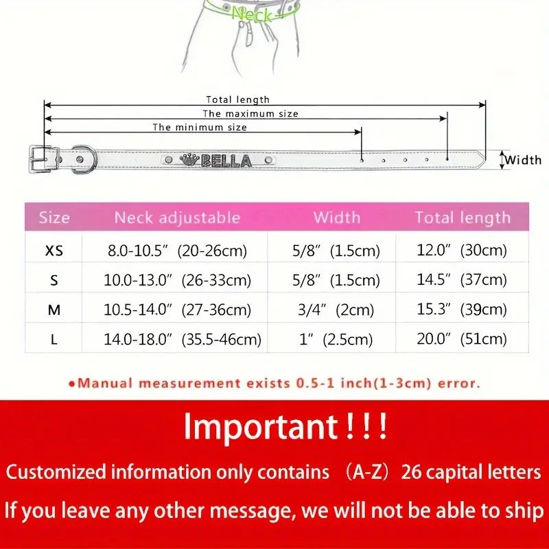 Personalized PU Leather Dog Collars
