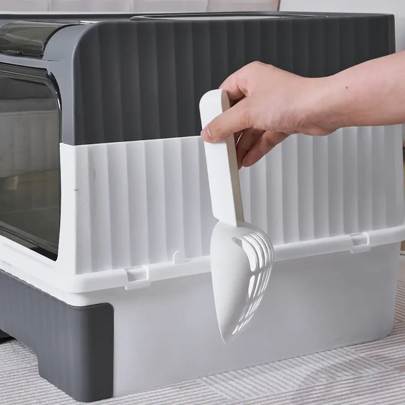 Portable Foldable Cat Litter Box With Anti-Splash Cover And Plastic Scoop