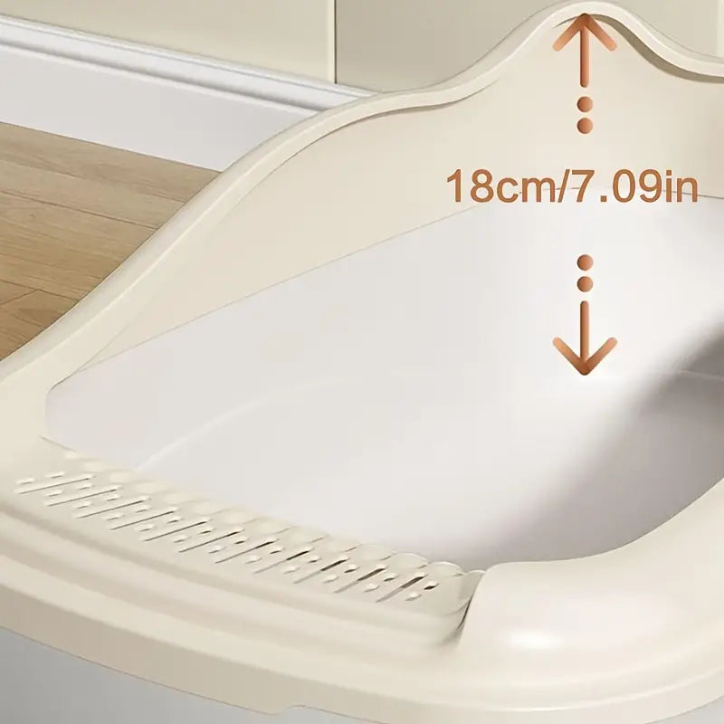 Semi-enclosed Cat Litter Box, Anti-splash With Raised Fence