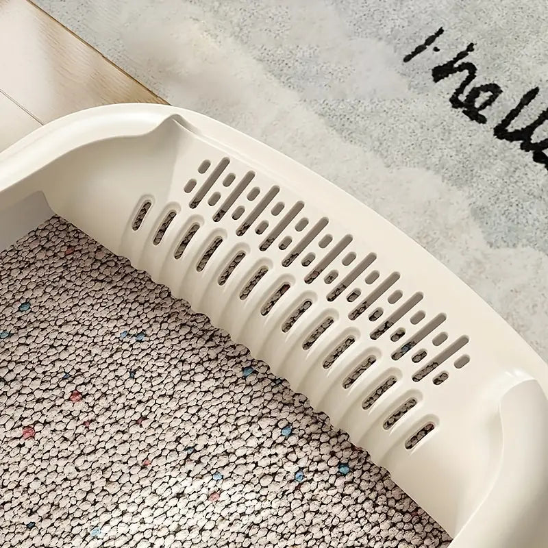 Semi-enclosed Cat Litter Box, Anti-splash With Raised Fence