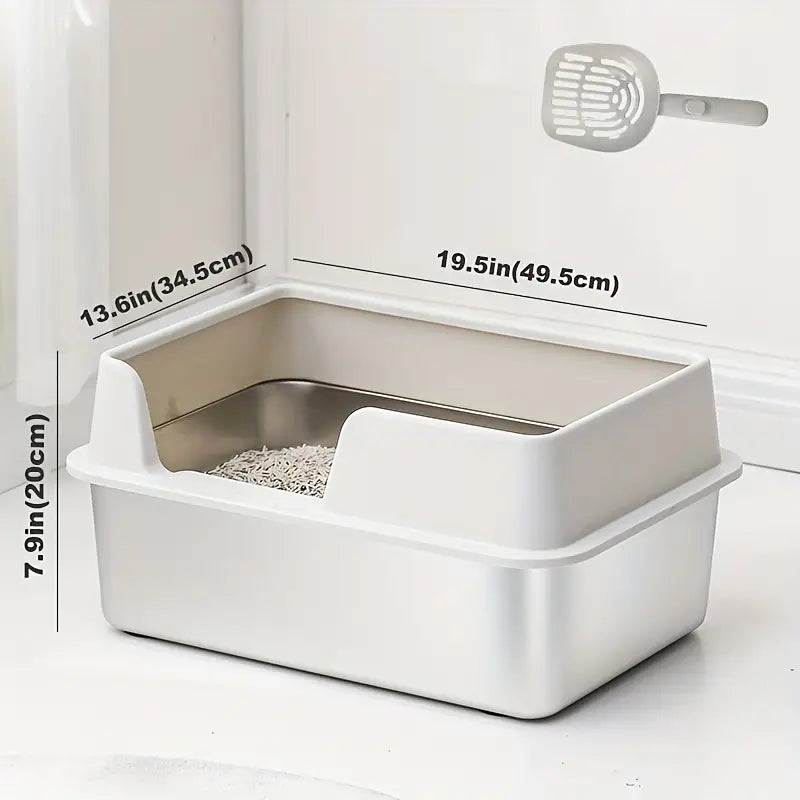 Stainless Steel Cat Litter Box Tray Front
