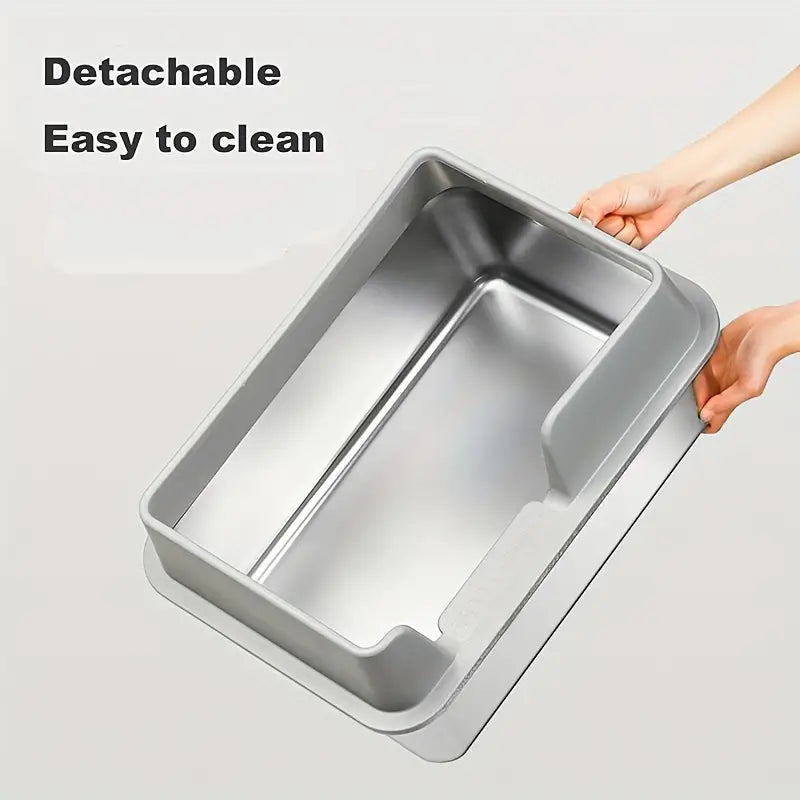 Stainless Steel Cat Litter Box Tray Easy Clean