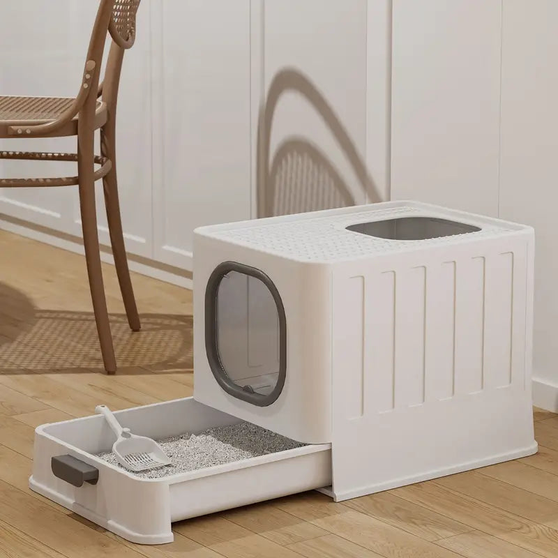 Enclosed Cat Litter Box - Folding Drawer Design