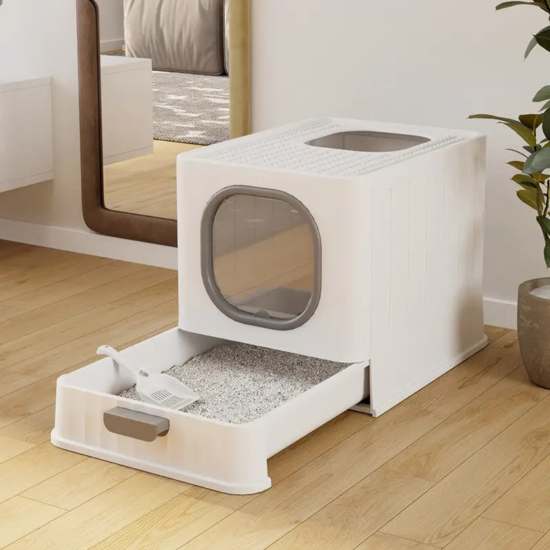Enclosed Cat Litter Box - Folding Drawer Design