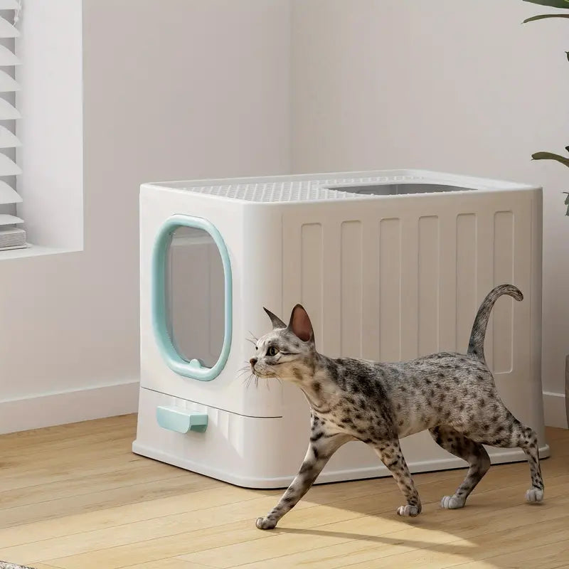 Enclosed Cat Litter Box - Folding Drawer Design