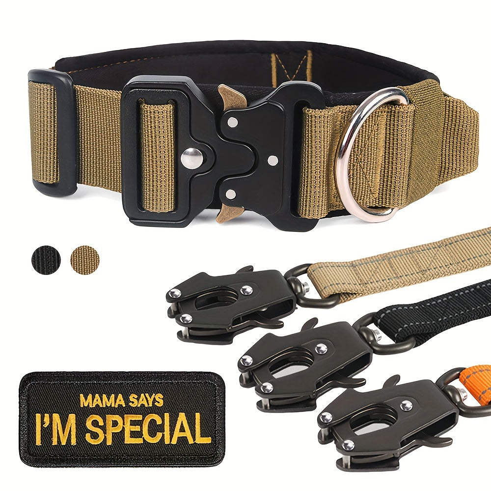 Heavy Duty Tactical Dog Collar with High-Strength Metal Buckle