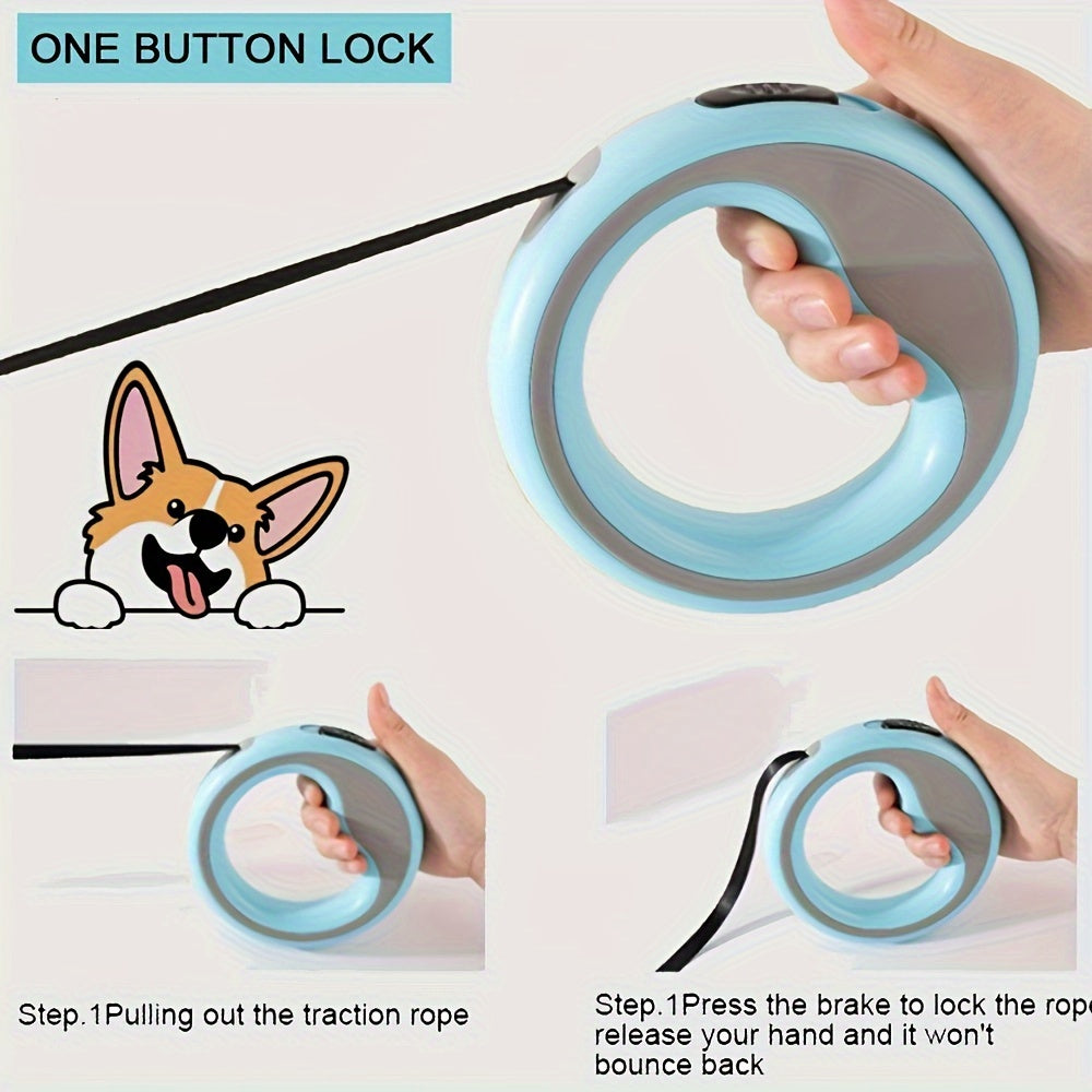 2.5M Long Retractable 360° Walking Leash with Safety Lock