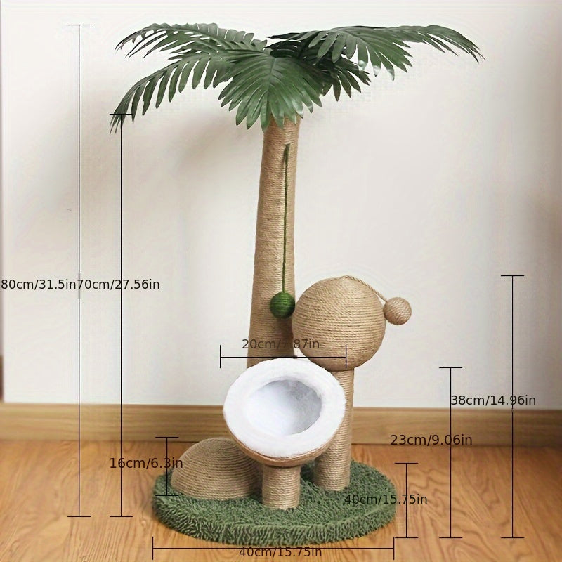Palm Tree Cat Tree Tower With Coconut