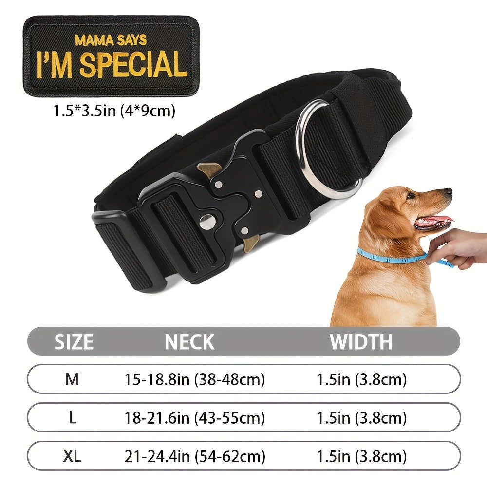 Heavy Duty Tactical Dog Collar with High-Strength Metal Buckle