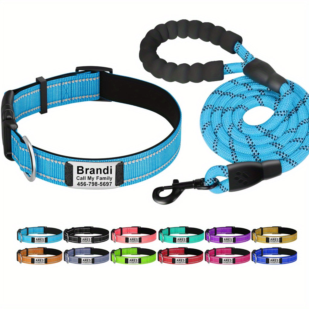 Shiny Guard Personalized Dog Collar & Leash Set