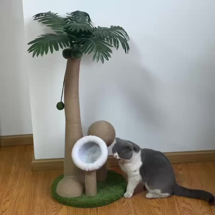 Palm Tree Cat Tree Tower With Coconut