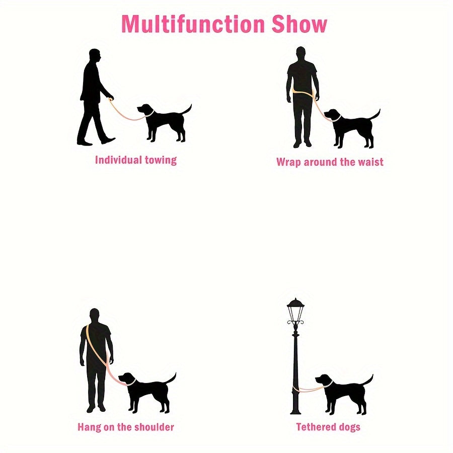 Reflective Night Safety Dog Leash - Hands-Free